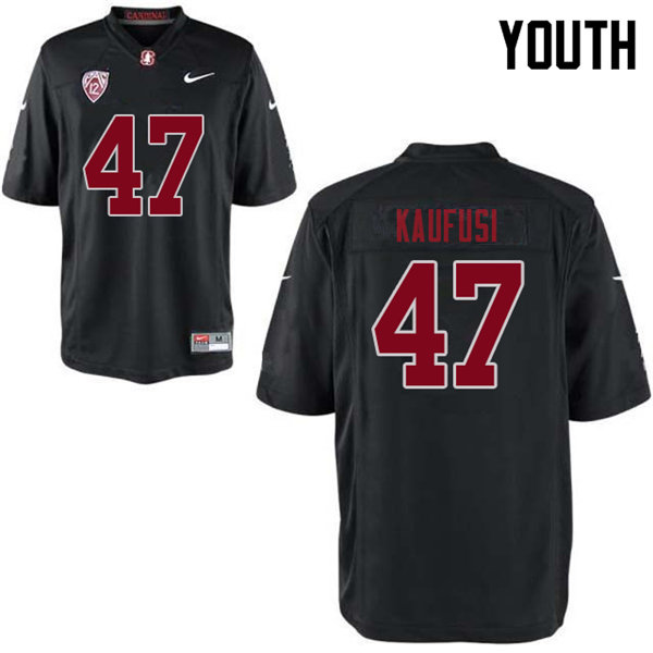 Youth #47 Tangaloa Kaufusi Stanford Cardinal College Football Jerseys Sale-Black - Click Image to Close